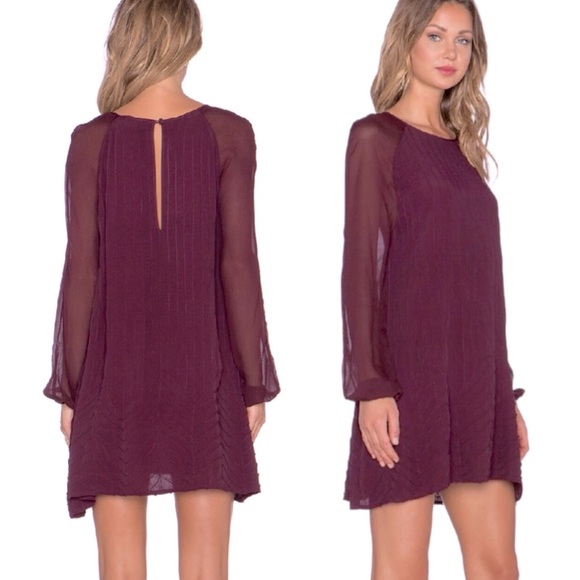 Cleobella Dresses & Skirts - Cleobella Maroon Long Sleeve A Line Dress